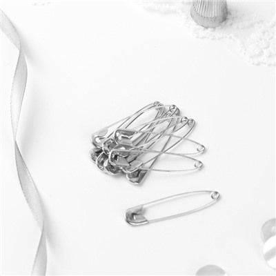 Булавки английские, 45 мм, 10 шт., цвет серебряный