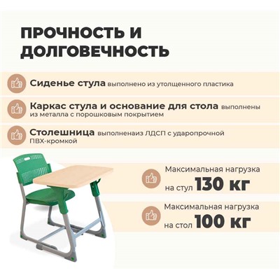 Комплект мебели Гамма-2
                        зелёный / алюминиевый металлик / берёза