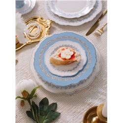 Тарелка глубокая WY Royal blue, 220 мл, d=21.5 см, фарфор, белая, голубая