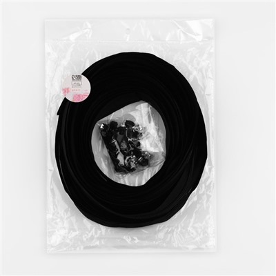 Набор: рулонная молния «Спираль» №5, 10 м, 20 бегунков, 40 верхних ограничителей, 20 нижних ограничителей, чёрный