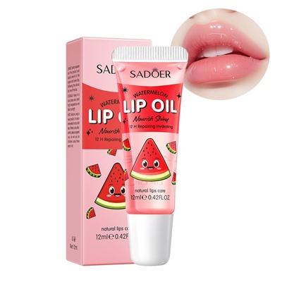 Фруктовый блеск для губ с Арбузом прозрачный Sadoer, 12 мл.