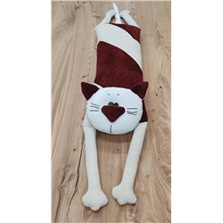 Мой котик Подушка Шенил Бордо Беж Ромб 2517424