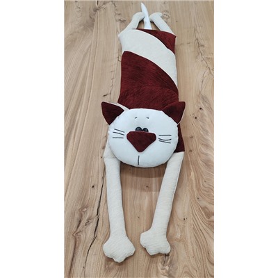 Мой котик Подушка Шенил Бордо Беж Ромб 2517424