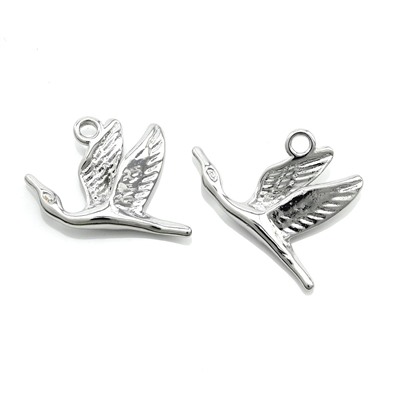 Подвеска Лебедь 21*13мм, серебристая