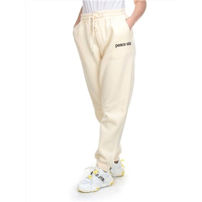 M071 BEIGE Брюки спортивные женские на флисе (100% хлопок) 7986