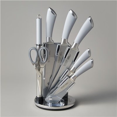 НАБОР НОЖЕЙ AGNESS НЖС НА ПЛАСТИКОВОЙ ВРАЩАЮЩЕЙСЯ ПОДСТАВКЕ 8 ПР.