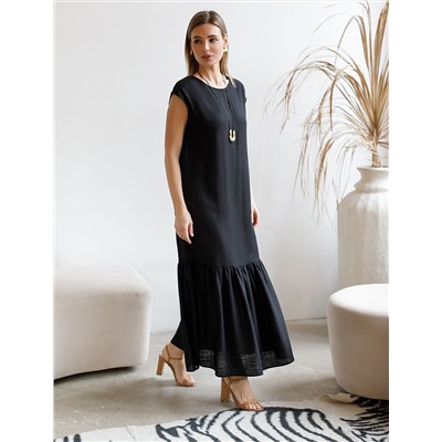 Платье с воланом изо льна с вискозой