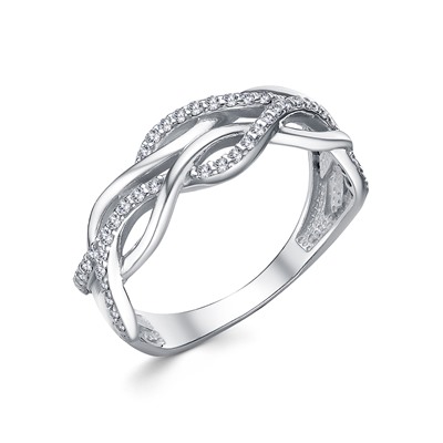 Кольцо с фианитом родированное серебро 925*