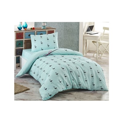 1 сп. Комплект Постельного Белья Tek Kişilik Flamingo Mint