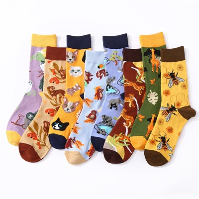 Haichin Autumn and winter animal world tide socks men in Europe and America street trend socks children foreign trade foreign trade tide brand cotton socks