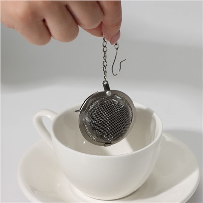 Ситечко для чая Доляна «Бергамот», d=4.5 см, на цепочке, нержавеющая сталь, серебристое