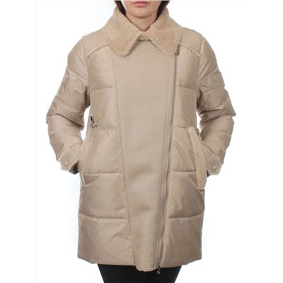 033 BEIGE Куртка зимняя облегченная женская (холлоффайбер 150 гр., искусственная дубленка)