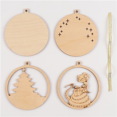 Ёлочная игрушка из дерева своими руками на новый год «Змея с подарком», набор для творчества