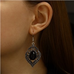 Серьги ассорти «Капля» изящность, ажурная, цвет чёрный в чернёном серебре