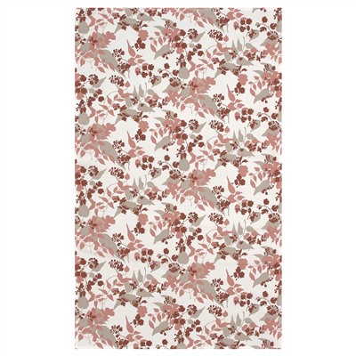 RINGBUK, Tischdecke, weiß beige/rot/Blätter,, 145x320 cm