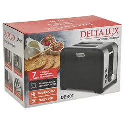 Тостер 930 Вт DELTA LUX DE-401 черный