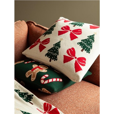 Подушка вязаная с новогодним рисунком Christmas Bows из коллекции New Year Essential, 45x45 см