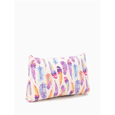 Косметичка-пенал на молнии, маленькая, с рисунком, бежевая/разноцветная