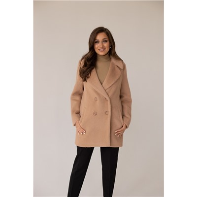 Пальто женское демисезонное 23720 (кэмел/тедди)