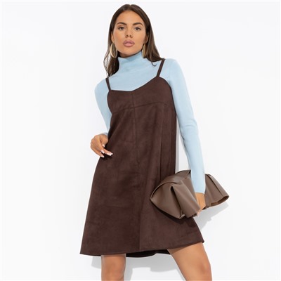 Сарафан из мягкой замши, Стильный интерес (коричневый)