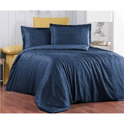2 сп. Евро Комплект Постельного Белья Cotton Saten Mithra Lacivert - Altınbaşak