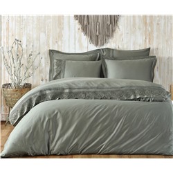2 сп. Евро Комплект Постельного Белья Cotton Saten Alicia Yeşil - EcoCotton