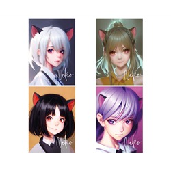 Тетрадь 80л., А5, клетка на гребне MESHU "Neko", двойная обложка, матовая ламинация, тиснение фольгой