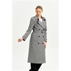 Пальто женское демисезонное 25797 (серый/ёлочка)