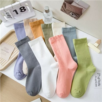 Cotton summer colored thin autumn knee socks for pregnant, mid-length
