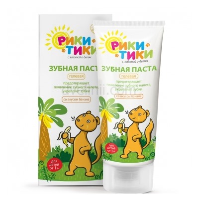 Детская зубная паста "Рики Тики" со вкусом банана, 50 мл