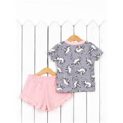 Пижама для девочки Baby Boom КС22/1-И Единороги на сером + розовая пудра Baby Boom