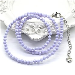 Чокер на шею из мелких граненых бусин фианита шарик 3мм цв.лавандовый, 40см