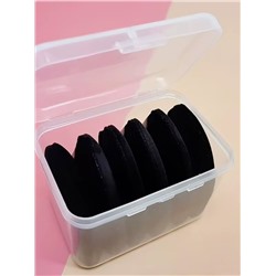 Kristaller Набор спонжей-пуховок в пластиковом контейнере для сухих и кремовых текстур, черный, 6 шт.