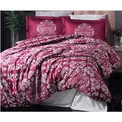 2 сп. Евро Комплект Постельного Белья Cotton Saten Benigna Bordo - Altınbaşak