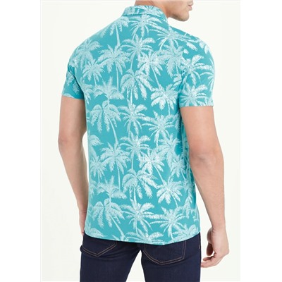 Short Sleeve Palm Print Jersey Shirt