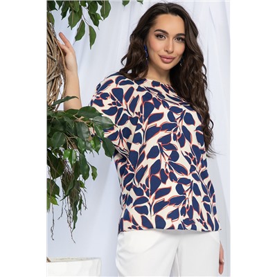 Блуза Маргоша (бежево-синяя) Б13152-16М