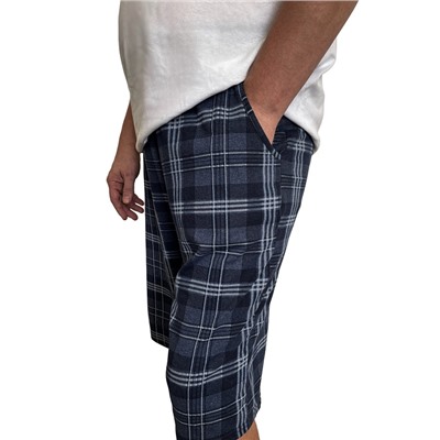 Шорты мужские из кулирки / темно-синяя клетка