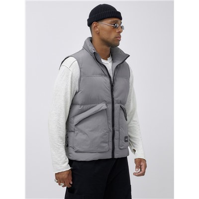 Жилет мужской утепленный спортивный серого цвета 15322Sr