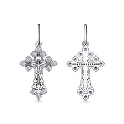 Крест из серебра литье с фианитом частичное чернение