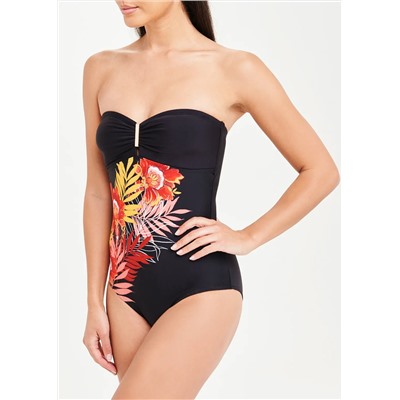Soon Floral Palm Bandeau Swimsuit