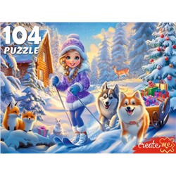 Пазлы 104 "Зимние гонки"