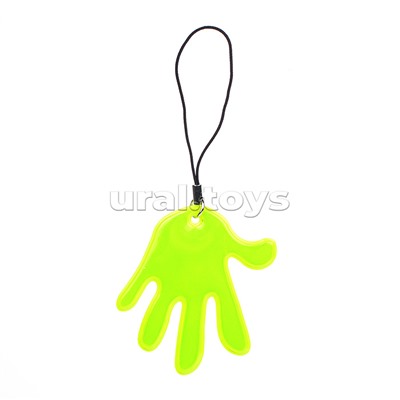 Подвес виниловый "Ладошка" 65x65 мм, световозвращающий желтый, в пластиковом пакете с подвесом