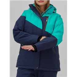 Горнолыжная куртка женская зимняя бирюзового цвета 707Br