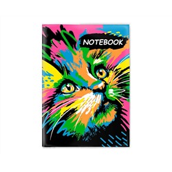 Записная книжка "Notebook", 93*134 мм, 66 л., арт. 64108/ 50 КРАСОЧНАЯ КОШКА (мягкий переплёт, мелованная бумага 115 г/м², мелованный картон 300 г/м², ПВХ, декор: полноцветная печать, ниткошвейный; вн. блок: белый офсет 65 г/м², печать в одну краску,