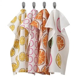 Набор кухонных полотенец с фруктовым принтом (4 шт), TORVFLY Tea Towel Patterned/Orange Set, произв. IKEA