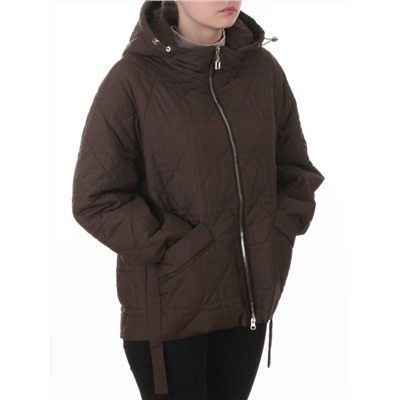 8061 BROWN Куртка стеганная демисезонная женская (100 гр. холлофайбер)