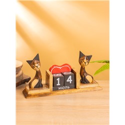 Вечный календарь настольный «Кошки», 6.5×28×15 см, дерево