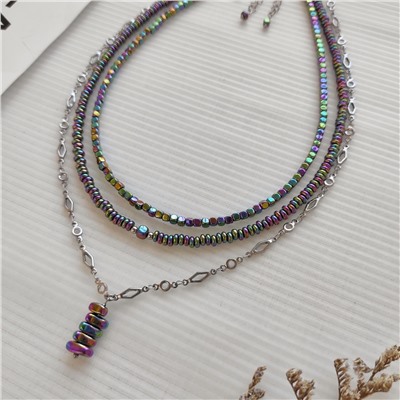 Сет украшений из гематита фиолетовые + зелёные оттенки