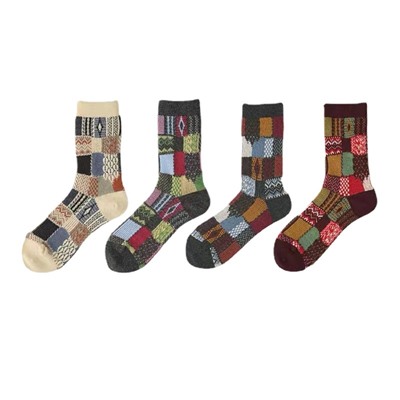 Autumn retro Japanese cotton knee socks for men and women, mid-length