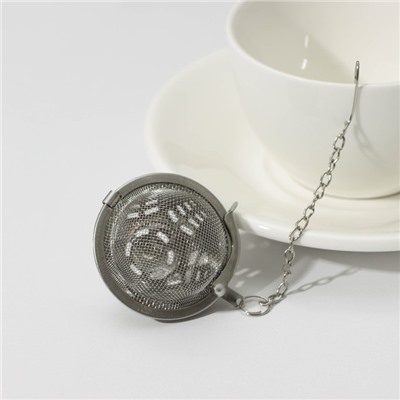 Ситечко для чая Доляна «Бергамот», d=4.5 см, на цепочке, нержавеющая сталь, серебристое